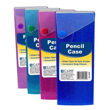 C-LINE PRODUCTS Slider Pencil Case, Assorted Tropic Tones Colors, PK24 05600